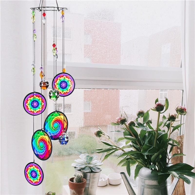 Memorial Wind Chimes Rainbow Maker Window Hanging Sun Catcher Wind Chimes Decoration For Patio Balcony Garden Wall Hanging Ornament Decor Stevvex