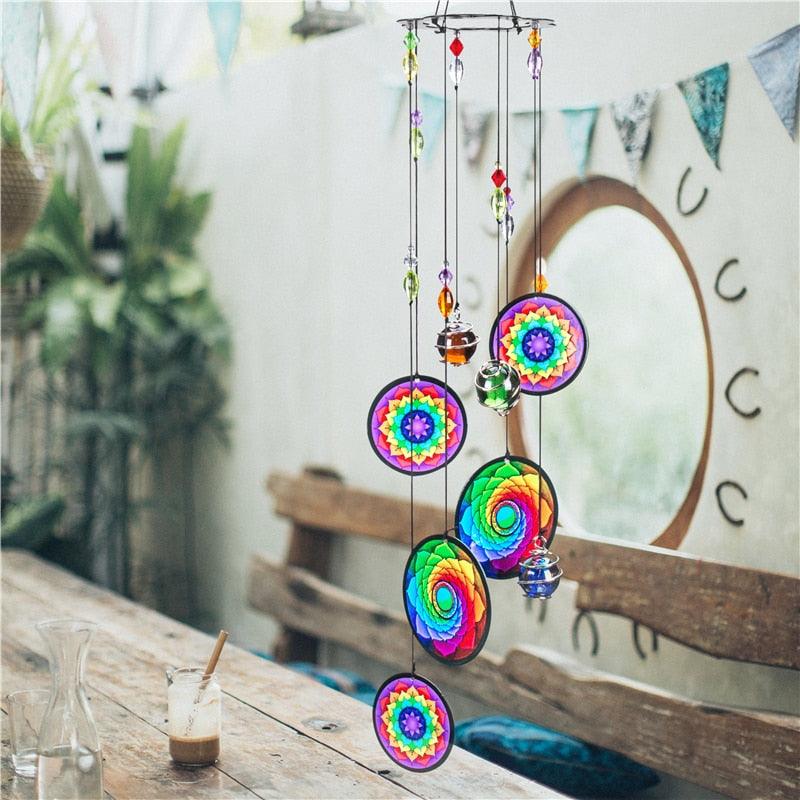 Memorial Wind Chimes Rainbow Maker Window Hanging Sun Catcher Wind Chimes Decoration For Patio Balcony Garden Wall Hanging Ornament Decor Stevvex
