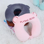 Memory Foam U-Shaped Pillow Slow Rebound Neck Pillow Nap Airplane Pillow Travel Cartoon Memory U-Shaped Headrest Long Trip Memory Foam Pillow with Snap U-Shaped Airplane Car Flight Head Neck Support Pillow with Washable Cover Stevvex