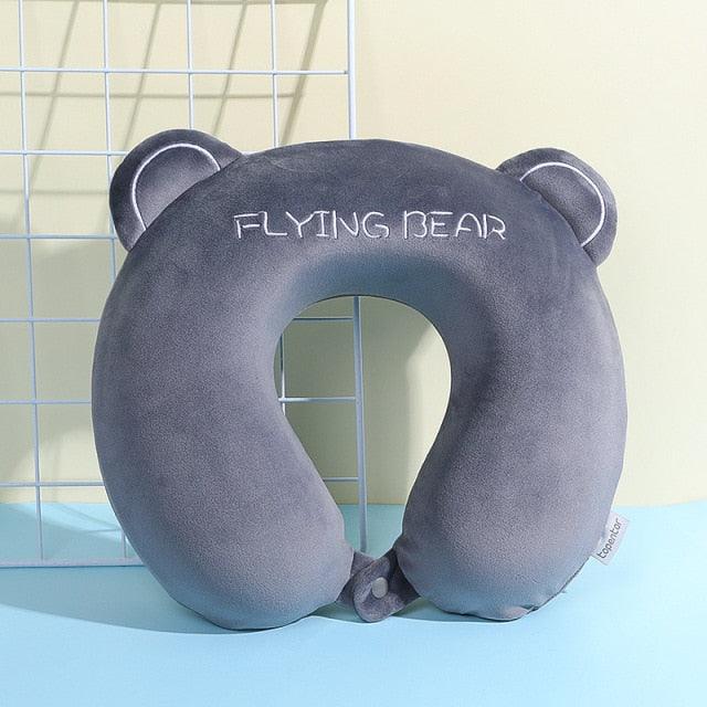 Memory Foam U-Shaped Pillow Slow Rebound Neck Pillow Nap Airplane Pillow Travel Cartoon Memory U-Shaped Headrest Long Trip Memory Foam Pillow with Snap U-Shaped Airplane Car Flight Head Neck Support Pillow with Washable Cover Stevvex