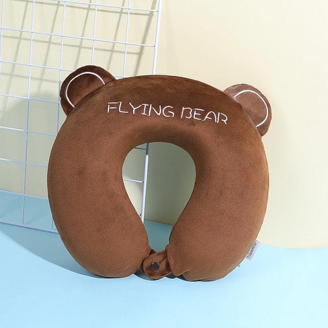 Memory Foam U-Shaped Pillow Slow Rebound Neck Pillow Nap Airplane Pillow Travel Cartoon Memory U-Shaped Headrest Long Trip Memory Foam Pillow with Snap U-Shaped Airplane Car Flight Head Neck Support Pillow with Washable Cover Stevvex