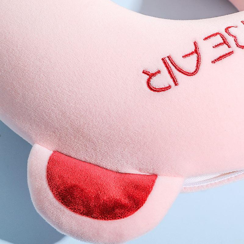 Memory Foam U-Shaped Pillow Slow Rebound Neck Pillow Nap Airplane Pillow Travel Cartoon Memory U-Shaped Headrest Long Trip Memory Foam Pillow with Snap U-Shaped Airplane Car Flight Head Neck Support Pillow with Washable Cover Stevvex