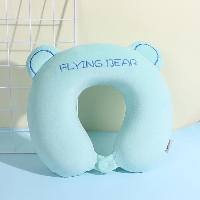 Memory Foam U-Shaped Pillow Slow Rebound Neck Pillow Nap Airplane Pillow Travel Cartoon Memory U-Shaped Headrest Long Trip Memory Foam Pillow with Snap U-Shaped Airplane Car Flight Head Neck Support Pillow with Washable Cover Stevvex