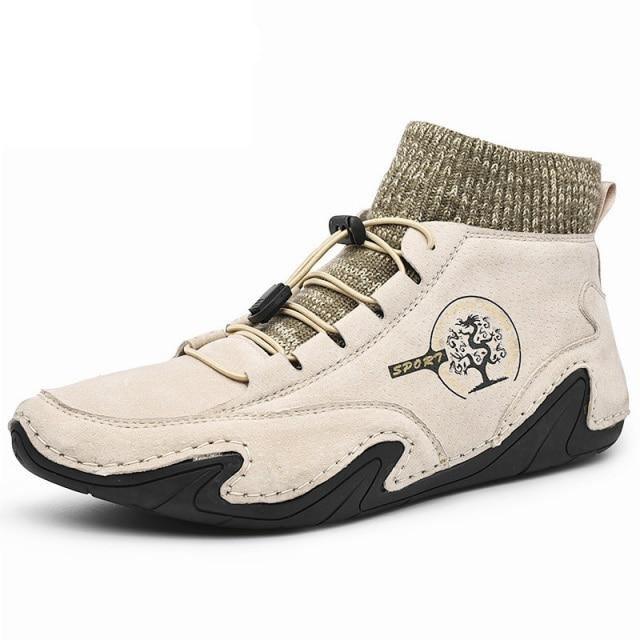 Men Beige Casual Shoes Outdoor Comfy Walking Sneakers Fashion All-Match Sneakers Breathable Cloth Casual Sports Flats Men Lightweight Outdoor Running Sneakers Stevvex