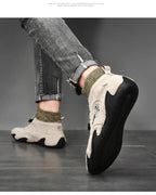 Men Beige Casual Shoes Outdoor Comfy Walking Sneakers Fashion All-Match Sneakers Breathable Cloth Casual Sports Flats Men Lightweight Outdoor Running Sneakers Stevvex