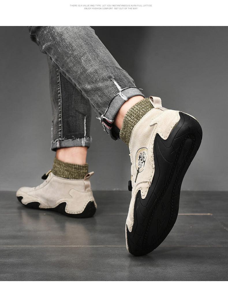 Men Beige Casual Shoes Outdoor Comfy Walking Sneakers Fashion All-Match Sneakers Breathable Cloth Casual Sports Flats Men Lightweight Outdoor Running Sneakers Stevvex
