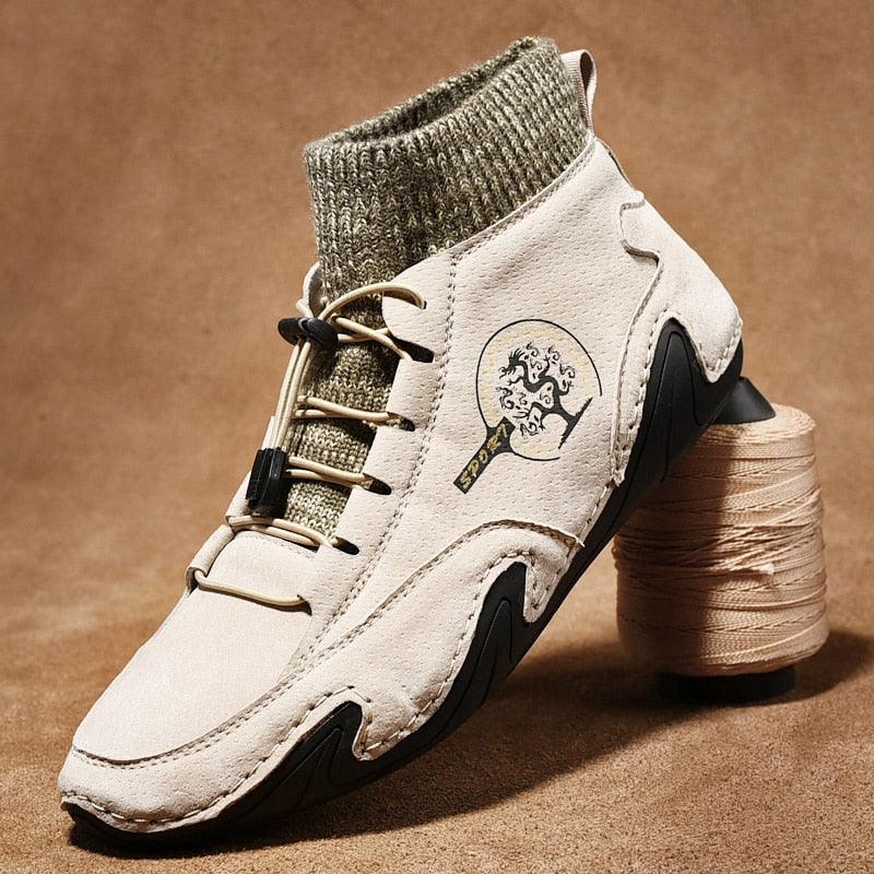 Men Beige Casual Shoes Outdoor Comfy Walking Sneakers Fashion All-Match Sneakers Breathable Cloth Casual Sports Flats Men Lightweight Outdoor Running Sneakers Stevvex