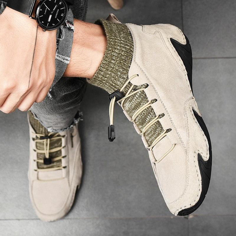 Men Beige Casual Shoes Outdoor Comfy Walking Sneakers Fashion All-Match Sneakers Breathable Cloth Casual Sports Flats Men Lightweight Outdoor Running Sneakers Stevvex