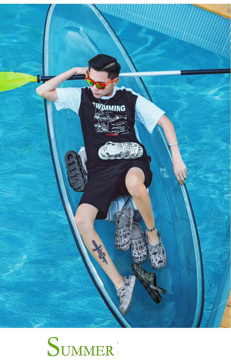 Men Causal Summer Sandals Garden Clogs Soft Memory Hospital Shoes Men Slip On Beach Water Sandals Anti-Skid Water Shoes Summer Garden Camouflage Men Walking Clogs Stevvex