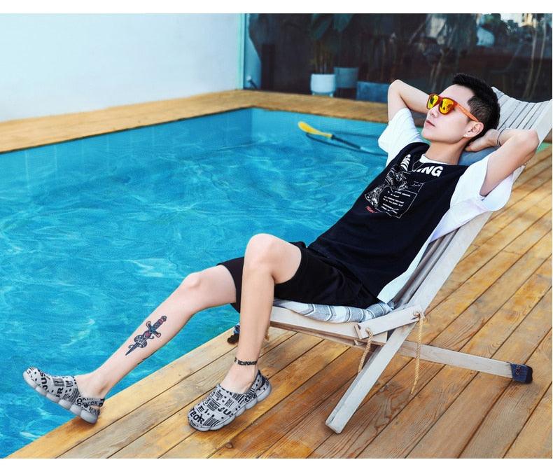 Men Causal Summer Sandals Garden Clogs Soft Memory Hospital Shoes Men Slip On Beach Water Sandals Anti-Skid Water Shoes Summer Garden Camouflage Men Walking Clogs Stevvex