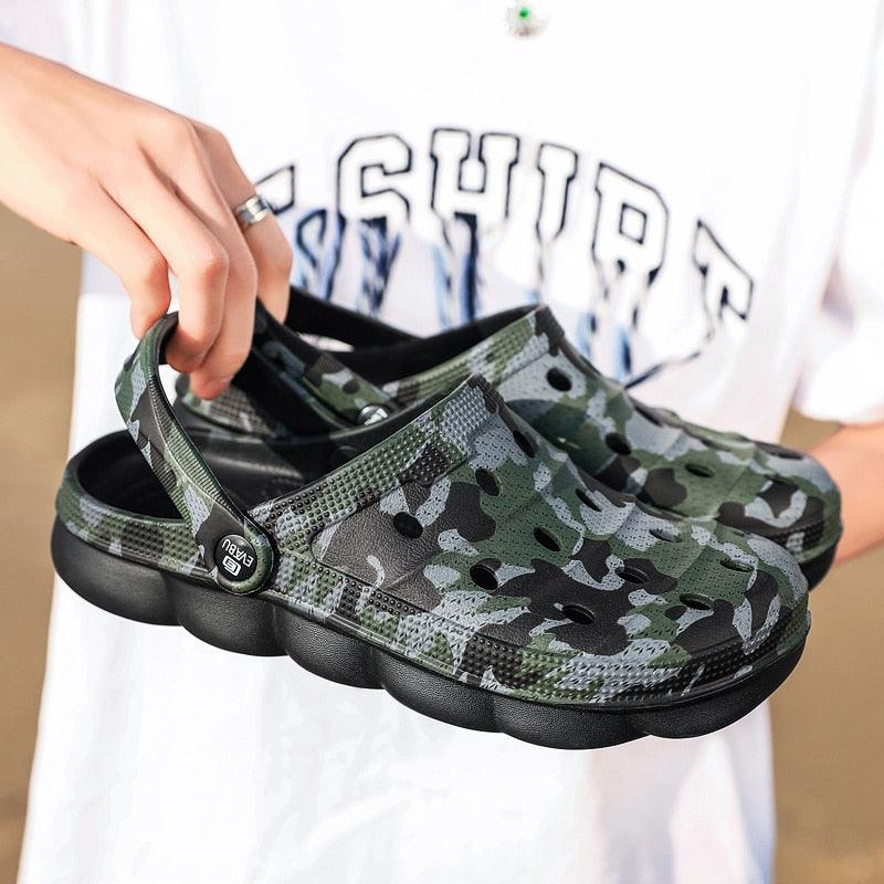 Men Causal Summer Sandals Garden Clogs Soft Memory Hospital Shoes Men Slip On Beach Water Sandals Anti-Skid Water Shoes Summer Garden Camouflage Men Walking Clogs Stevvex