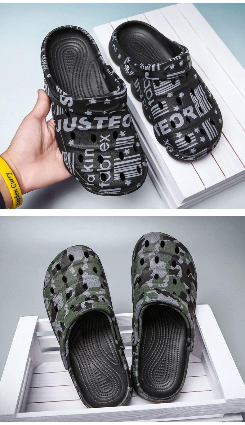 Men Causal Summer Sandals Garden Clogs Soft Memory Hospital Shoes Men Slip On Beach Water Sandals Anti-Skid Water Shoes Summer Garden Camouflage Men Walking Clogs Stevvex