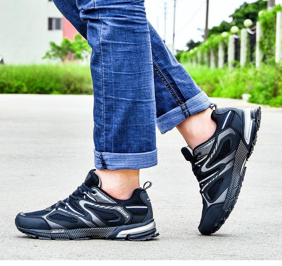 Men Classics Running Shoes Workout Split Mesh Sport Shoes Lace Up Outdoor Jogging Comfortable Mesh Running Mens Shoes Trainers Walking Sneakers Stevvex