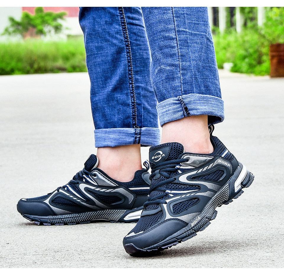 Men Classics Running Shoes Workout Split Mesh Sport Shoes Lace Up Outdoor Jogging Comfortable Mesh Running Mens Shoes Trainers Walking Sneakers Stevvex