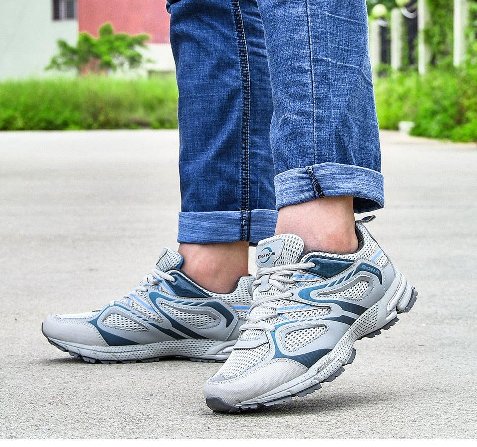 Men Classics Running Shoes Workout Split Mesh Sport Shoes Lace Up Outdoor Jogging Comfortable Mesh Running Mens Shoes Trainers Walking Sneakers Stevvex