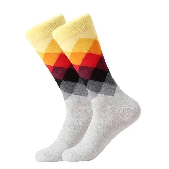 Men Cotton Socks Gradient Color Summer Style Long Wedding Sock Men  Knee High Business Socks Man Socks Men's Ladies Novelty Bright Colorful Patterned Cotton Socks Stevvex