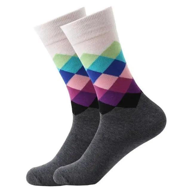 Men Cotton Socks Gradient Color Summer Style Long Wedding Sock Men  Knee High Business Socks Man Socks Men's Ladies Novelty Bright Colorful Patterned Cotton Socks Stevvex