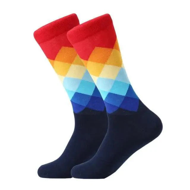 Men Cotton Socks Gradient Color Summer Style Long Wedding Sock Men  Knee High Business Socks Man Socks Men's Ladies Novelty Bright Colorful Patterned Cotton Socks Stevvex