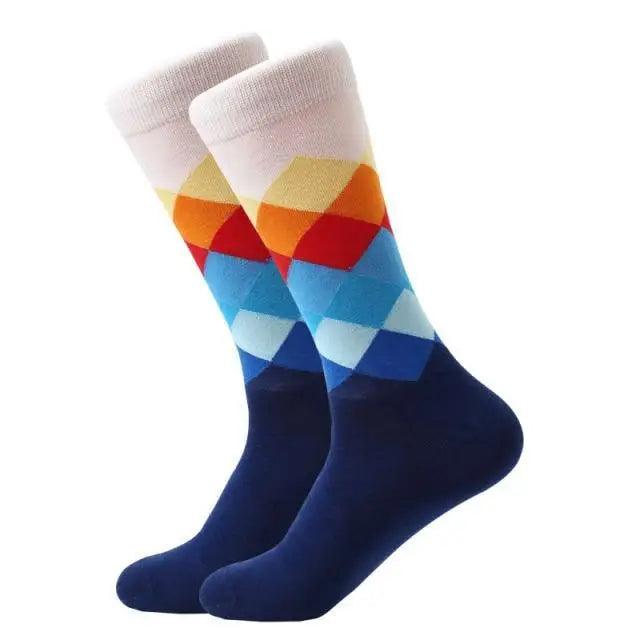Men Cotton Socks Gradient Color Summer Style Long Wedding Sock Men  Knee High Business Socks Man Socks Men's Ladies Novelty Bright Colorful Patterned Cotton Socks Stevvex
