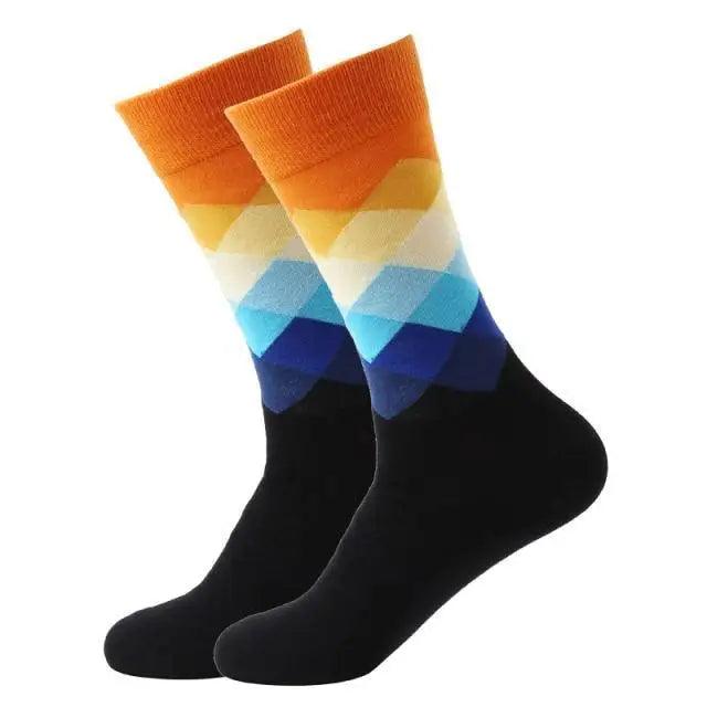Men Cotton Socks Gradient Color Summer Style Long Wedding Sock Men  Knee High Business Socks Man Socks Men's Ladies Novelty Bright Colorful Patterned Cotton Socks Stevvex