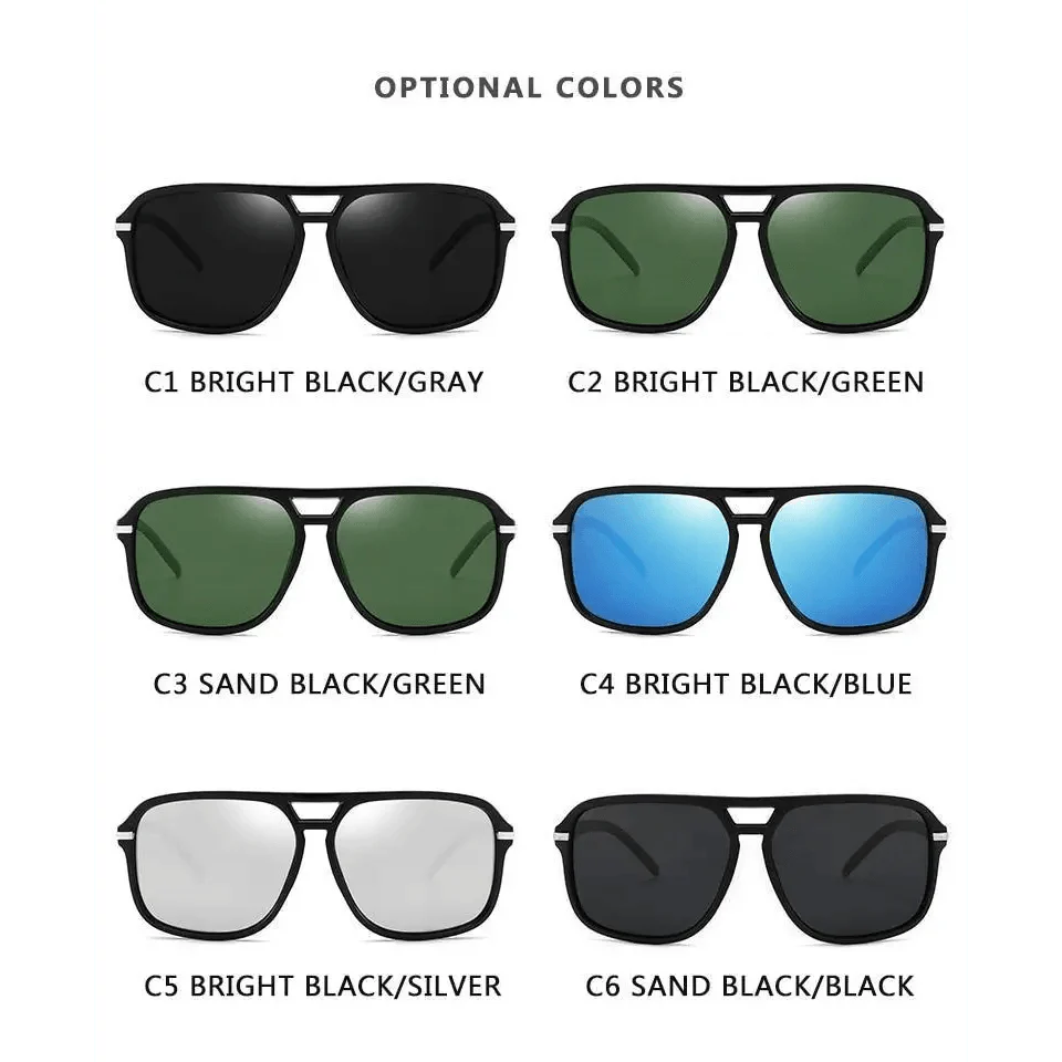 Men Elegant Cool Square Style Fashion Polarized Sunglasses Driving Vintage Design UV400 Sun Glasses Stevvex
