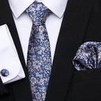 Men Elegant Red Silk Tie Classic Necktie Cufflinks Set Business Necktie With Handkerchief Perfect Match With Wedding Suit Stevvex