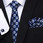 Men Elegant Red Silk Tie Classic Necktie Cufflinks Set Business Necktie With Handkerchief Perfect Match With Wedding Suit Stevvex