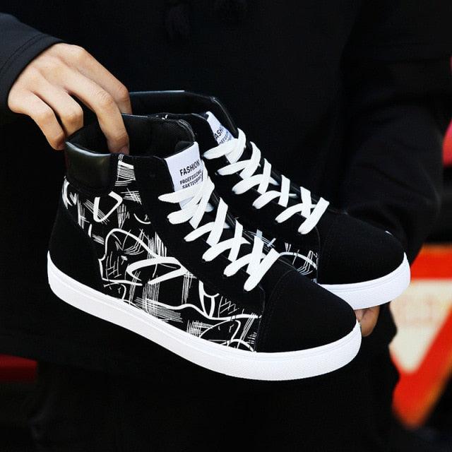 Men Fashion Sneakers Canvas Breathable Cool Street Sneakers Black Blue Red Men's Causal Shoes Comfortable Light Casual High Quality New Fashion Walking Sneakers Stevvex