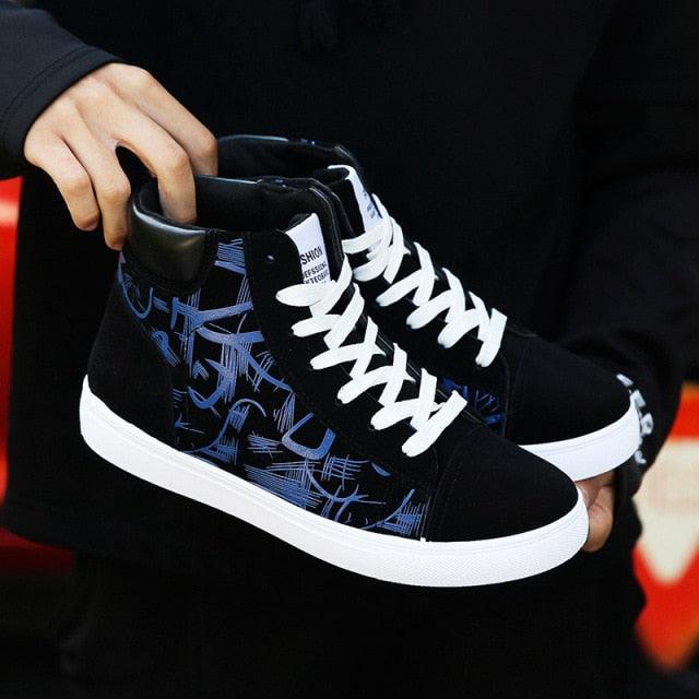Men Fashion Sneakers Canvas Breathable Cool Street Sneakers Black Blue Red Men's Causal Shoes Comfortable Light Casual High Quality New Fashion Walking Sneakers Stevvex