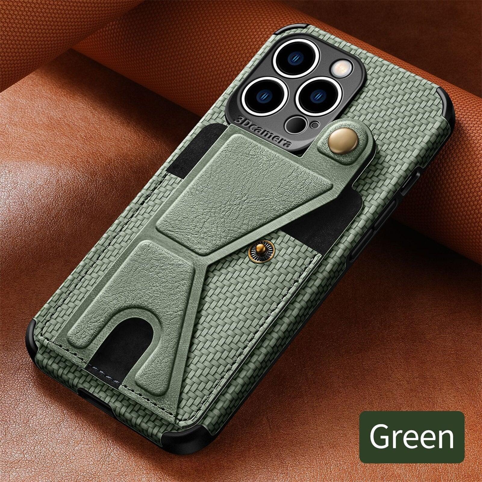 Men Green Wallet Flip Card Holder Phone Case For Iphone 13 12 Mini 14 11 Pro Xs Max Xr X Luxurious Leather Cover Mobile Phone Case With Card Compartment And Kickstand Elegant Iphone Magnetic Case Stevvex