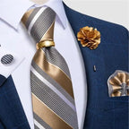 Men Luxury Red Silk Necktie Matching Cufflinks Set For Men Bridegroom Wedding Business Necktie Elegant Design Ideal Gift For Men Stevvex