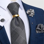 Men Luxury Red Silk Necktie Matching Cufflinks Set For Men Bridegroom Wedding Business Necktie Elegant Design Ideal Gift For Men Stevvex