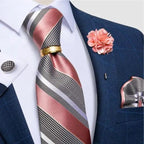 Men Luxury Red Silk Necktie Matching Cufflinks Set For Men Bridegroom Wedding Business Necktie Elegant Design Ideal Gift For Men Stevvex