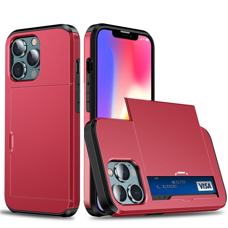 Men Luxury Wallet Card Holder Slot Phone Case For iPhone 13 Pro 12 Pro Max Business Phone Card Holder Bumper Cover Storage Case Compatible With iPhone Stevvex