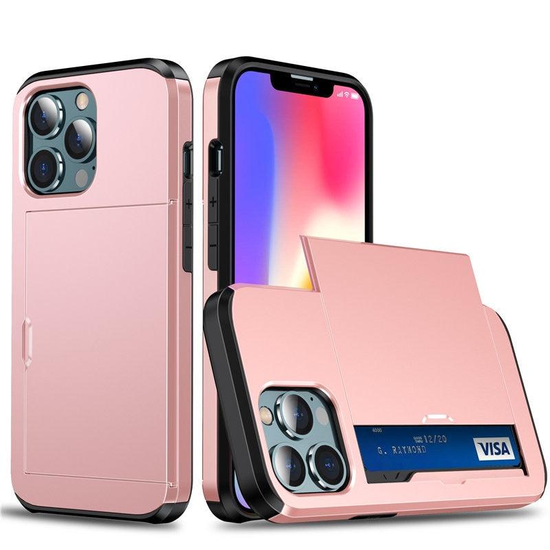 Men Luxury Wallet Card Holder Slot Phone Case For iPhone 13 Pro 12 Pro Max Business Phone Card Holder Bumper Cover Storage Case Compatible With iPhone Stevvex