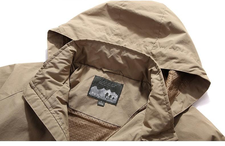 Men Outdoor Hiking Jackets Waterproof Hooded Windbreaker Coat Vintage New Fashion Design Hooded Lightweight Jacket For Men Autumn New Casual Jacket Tactical Men Jackets 5XL Stevvex