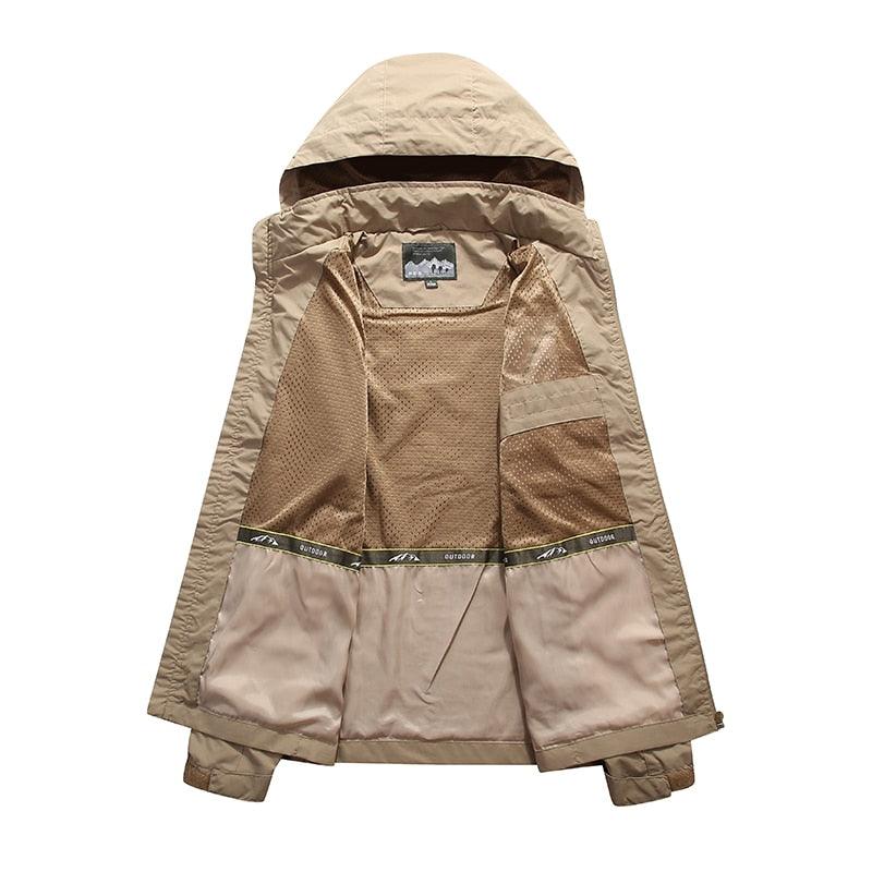 Men Outdoor Hiking Jackets Waterproof Hooded Windbreaker Coat Vintage New Fashion Design Hooded Lightweight Jacket For Men Autumn New Casual Jacket Tactical Men Jackets 5XL Stevvex