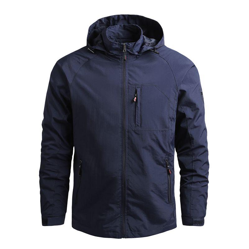 Men Outdoor Hiking Jackets Waterproof Hooded Windbreaker Coat Vintage New Fashion Design Hooded Lightweight Jacket For Men Autumn New Casual Jacket Tactical Men Jackets 5XL Stevvex