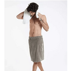 Men Plush Fleece Wrap Spa Gym Bath Wrap Solid Color Classy Design Bathrobes With Pocket Trendy Men's Bath Wrap Stevvex