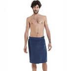 Men Plush Fleece Wrap Spa Gym Bath Wrap Solid Color Classy Design Bathrobes With Pocket Trendy Men's Bath Wrap Stevvex