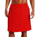 Men Plush Fleece Wrap Spa Gym Bath Wrap Solid Color Classy Design Bathrobes With Pocket Trendy Men's Bath Wrap Stevvex