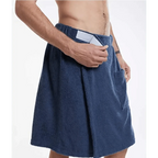 Men Plush Fleece Wrap Spa Gym Bath Wrap Solid Color Classy Design Bathrobes With Pocket Trendy Men's Bath Wrap Stevvex