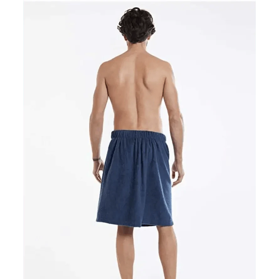 Men Plush Fleece Wrap Spa Gym Bath Wrap Solid Color Classy Design Bathrobes With Pocket Trendy Men's Bath Wrap Stevvex