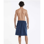 Men Plush Fleece Wrap Spa Gym Bath Wrap Solid Color Classy Design Bathrobes With Pocket Trendy Men's Bath Wrap Stevvex