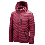 Men's Autumn Winter Classic Hooded Jacket Warm Coat Hooded Winter Coat Warm Adjustable Hood Jacket Cotton Removable Hood Jackets Men Simple Casual Vintage Detachable Hat Outfits Warm Men Lightweight Soft Jackets Stevvex