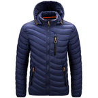 Men's Autumn Winter Classic Hooded Jacket Warm Coat Hooded Winter Coat Warm Adjustable Hood Jacket Cotton Removable Hood Jackets Men Simple Casual Vintage Detachable Hat Outfits Warm Men Lightweight Soft Jackets Stevvex