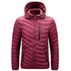 Men's Autumn Winter Classic Hooded Jacket Warm Coat Hooded Winter Coat Warm Adjustable Hood Jacket Cotton Removable Hood Jackets Men Simple Casual Vintage Detachable Hat Outfits Warm Men Lightweight Soft Jackets Stevvex