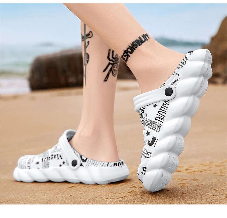 Men's Black Rubber Beach Flip Flops Sandals Wedge Flat Shoes Footwear Fashion Unisex Garden Clogs Sports Sandals Outdoor Indoor Lightweight Clogs Stevvex