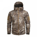 Men's Camouflage Tactical Jacket Green Camouflage Water Resistant Jacket Waterproof Windbreaker Hooded Jackets Ski Jacket Warm Winter Coats Men Soft Winter Hooded Coat Hiking Clothes Stevvex