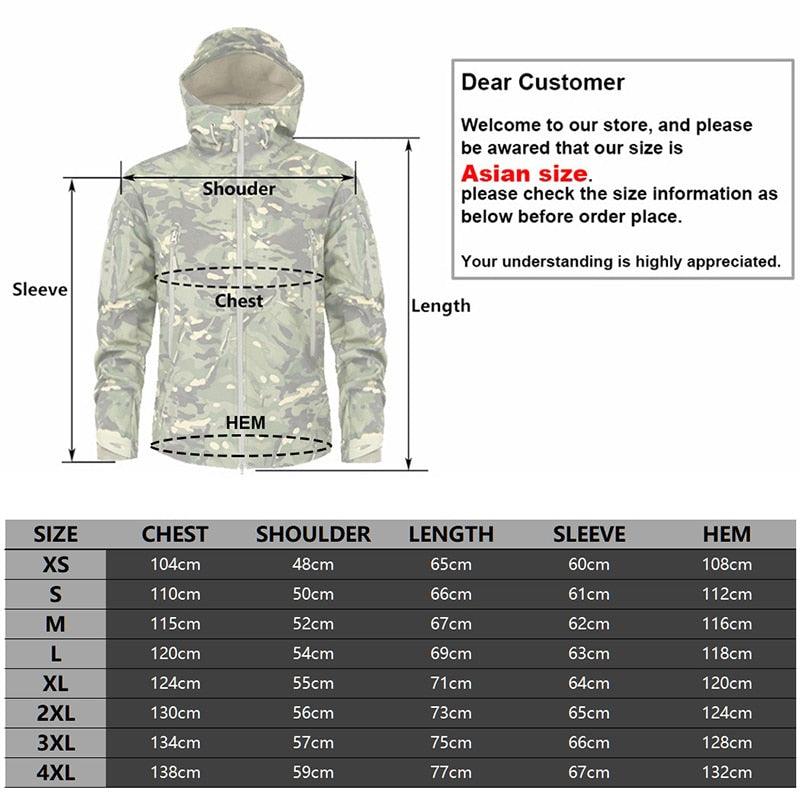 Men's Camouflage Tactical Jacket Green Camouflage Water Resistant Jacket Waterproof Windbreaker Hooded Jackets Ski Jacket Warm Winter Coats Men Soft Winter Hooded Coat Hiking Clothes Stevvex